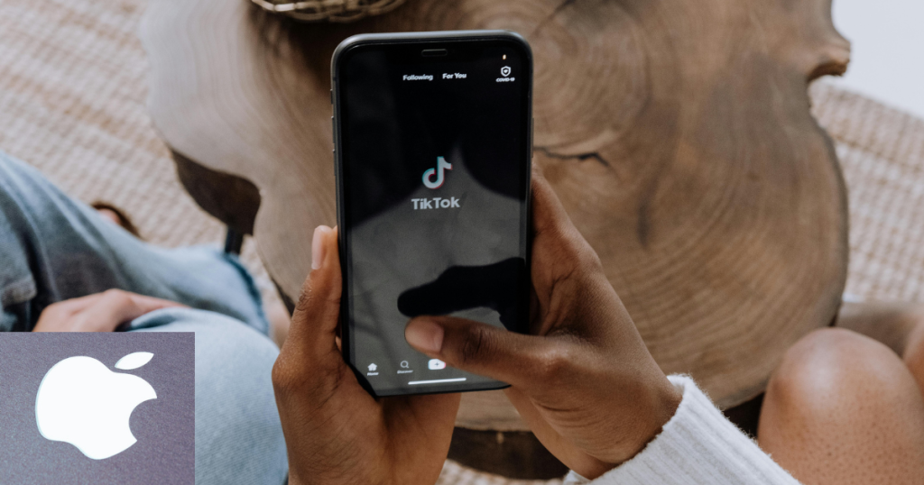 jovem acessando tik tok com Iphone